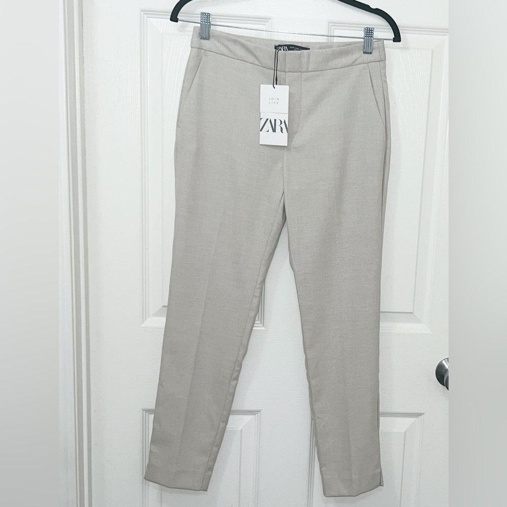 New Zara Flecked Skinny Trousers. beige Pants Size 2